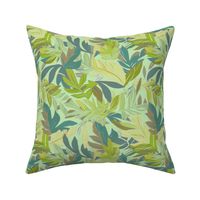 Tropical leaves summer light green yellow