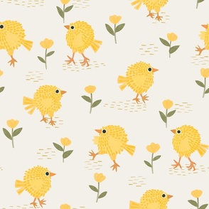 Little baby chicks (Large) - Yellow baby chickens for this sweet watercolor style design.