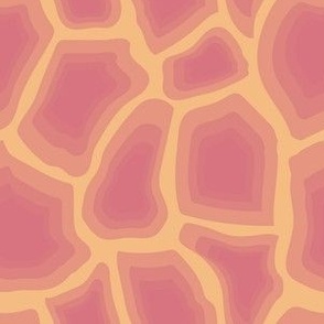 Small Giraffe Animal Jungle Print in Light Tangerine Orange f4bb82, Pink Red Lipstick  d6707f