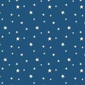 Scattered white Stars on navy - tiny scale