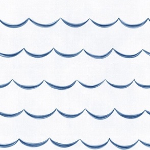 Watercolor waves - indigo waves white background