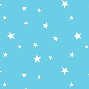 Scattered white Stars on tropical blue - small scale