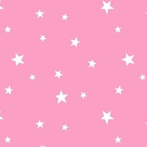 Scattered white Stars on bubblegum pink - small scale