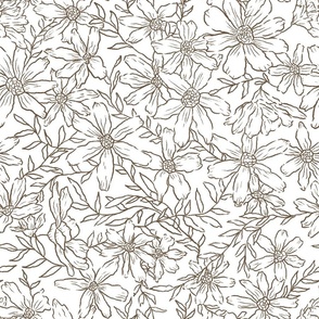 Flower Lines Botanical Sketch | Line Drawing | Large