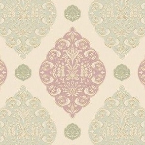 Small - Juliette - Pink end Sage on an Old lace background