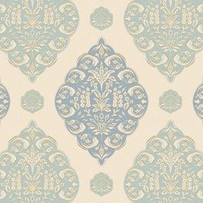 Small - Juliette - Blue on a Old lace background