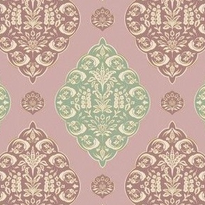 Small - Juliette - Brown pink and mint on a Light pink background