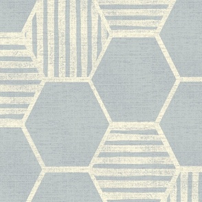 honeycomb block print neutral gray textured stripe 24IN large scale wallpaper
