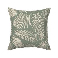 Tropical Palm Leaves | Large Scale | Sage Green, Warm White