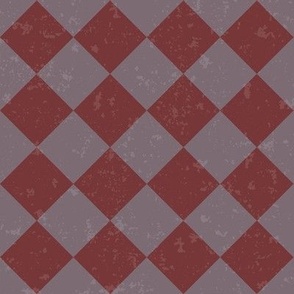 Diagonal Checkerboard With Texture in Red and Purple - Small