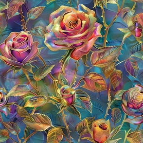 Roses in Golden Pink and Purple