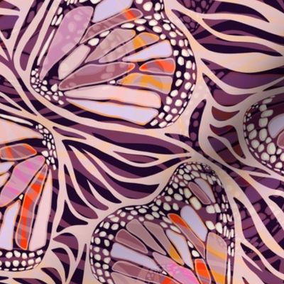 (S) Abstract Boho Butterfly Zebra - Animal Print 3 Mulberry Aubergine Textured