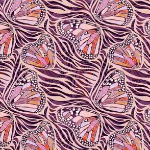 (S) Abstract Boho Butterfly Zebra - Animal Print 3 Mulberry Aubergine Textured