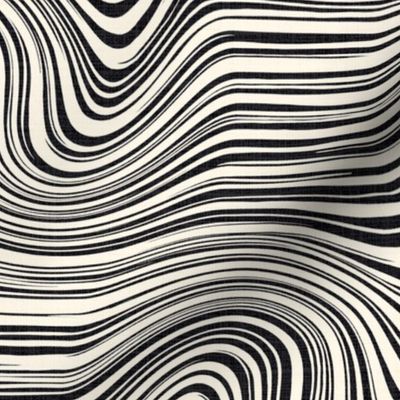 swirling lines cream charcoal - medium