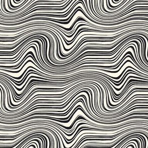swirling lines cream charcoal - medium