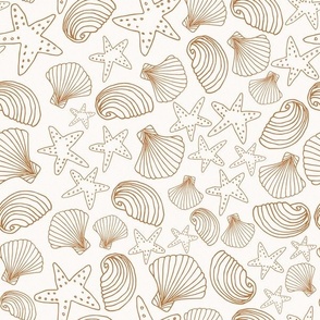Seashells ocean treasures gold sand 12x12 repeat