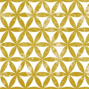 Flower of Life - Sacred Geometry - Golden Yellow Shade with Antique Texture / Large