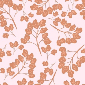 Botanical Foliage Leaf Blender in ochre on pink