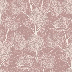 Perfect Peonies Minimalist Line Art in Pressed Flower Pink, Highlighting the Striking Beauty of Peony Flowers