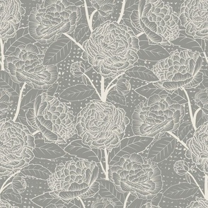 Perfect Peonies Minimalist Line Art in Muted Blue, Highlighting the Striking Beauty of Peony Flowers