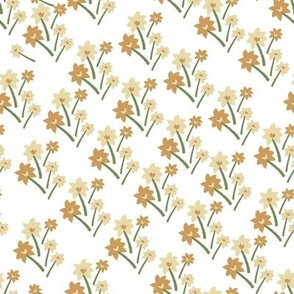 Hand drawn vintage daffodils in renaissance colours vector artwork