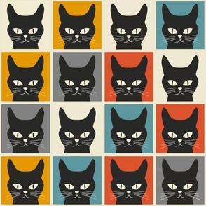 Pop Art Mid Century Modern Cat Pattern