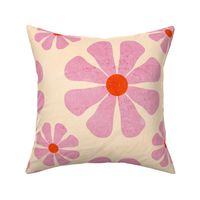 70s retro pink textured daisy flower (large)