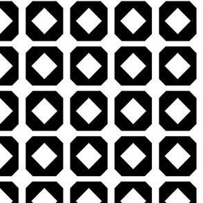 Black White Diamond Geometric Aztec Tile Pattern