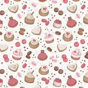 (M) French Pastries pink and brown - white background- M scale