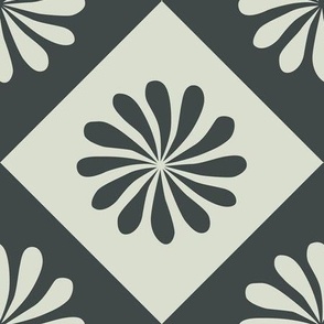 Floral faux tile - grey