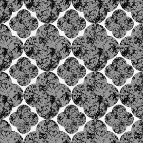 Small Industrial Black and Grey Textured Geometric Flowers