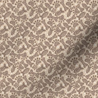 Floral Paw Prints, Fish, & Bones Pet Treats, Beige Brown, 3in