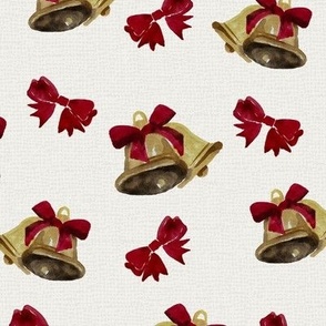 Vintage Christmas - Bells and Bows - Ivory Background Background