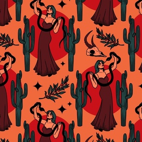 Desert Witch Seamless Pattern - color 1