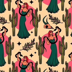 Desert Witch Seamless Pattern - color 3