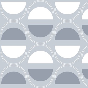 Geometric Shapes - Soft Slate Blue Minimalist Modern Wallpaper Monochromatic Contemporary Retro Home Decor