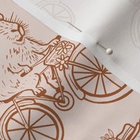 Whimsical Pink Cottagecore Capybara Bicycle Ride