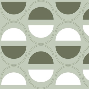 Geometric Shapes - Monochromatic Green Minimalist Modern Wallpaper Contemporary Retro Home Decor