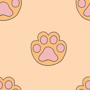 (L) Cat Paw Print in Orange