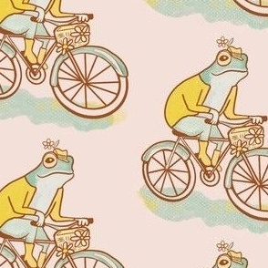 Frog on a Bicycle Cottagecore Whimsy
