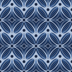 Stripy Blue Tonal Organic Geometric