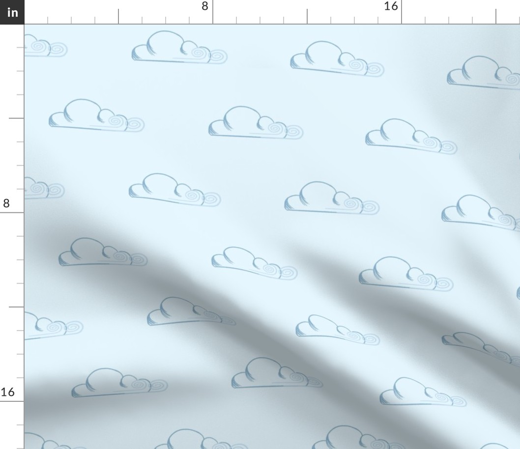 (S) Playful Wind Weather Clouds in Light Blue