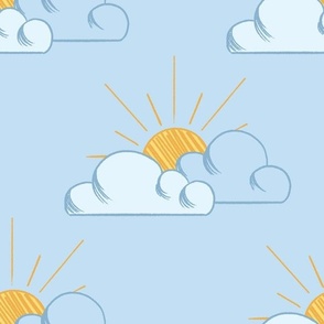 (M) Sun & Clouds Weather in Sky Blue and Orange
