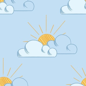 (L) Sun & Clouds Weather in Sky Blue and Orange