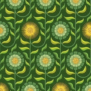 Vintage Flowers Green