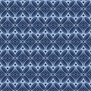 Hand-Drawn Stripy Blue Organic Pattern - Tiles - Tonal Blue - Small