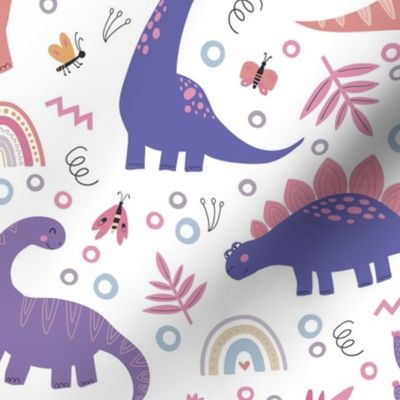 Cute Pink & Purple Dinosaurs