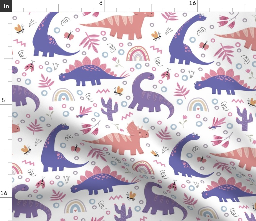 Cute Pink & Purple Dinosaurs