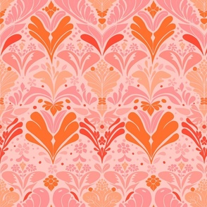 Abstract Garden Tapestry -  Orange - Pink ( Medium )