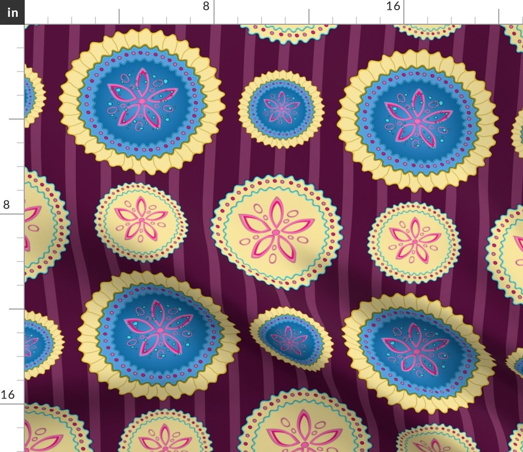 muffin flowers on purple stripes (small)
